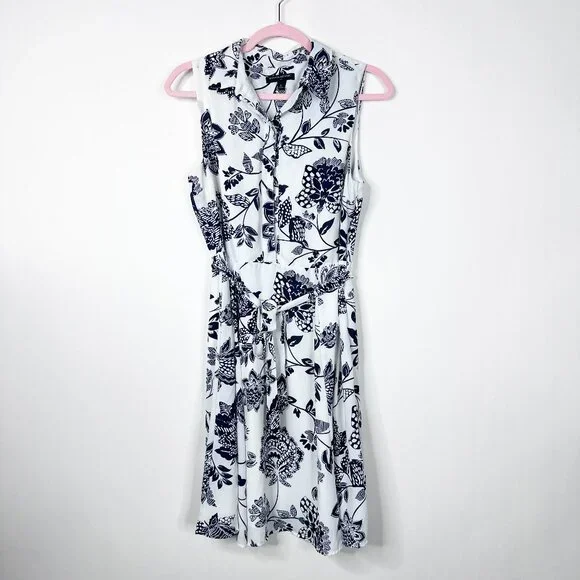 2/$30 Banana Republic Sleeveless Floral Printed Shirt Dress Warm Combo #A1688 - Picture 3 of 8